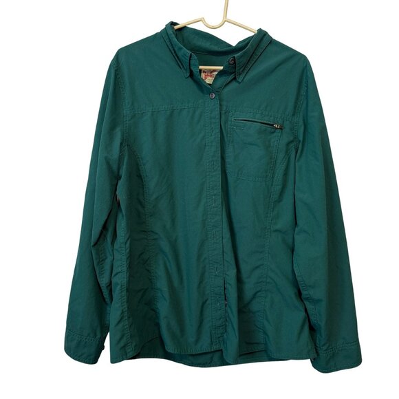 L.L.Bean Womens Green Button-Up Shirt L Regular Long Sleeve Polyester/Nylon - Picture 1 of 4